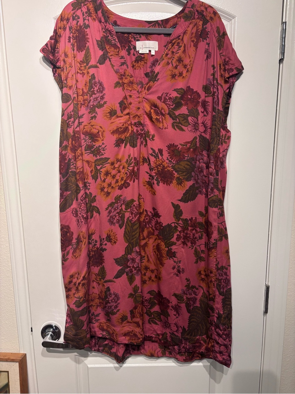 Anthropologie Pink Floral Dress